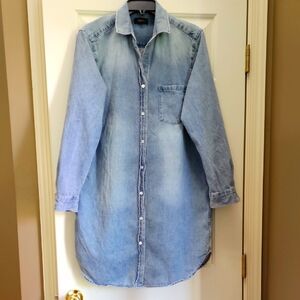 Quince Light Blue Denim Shirt Dress
